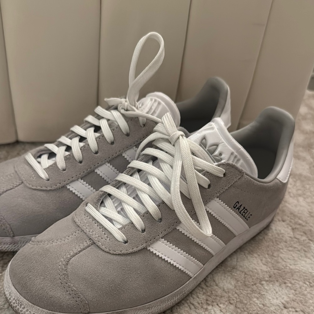 Adidas Gazelle Light Gray and White Sneakers